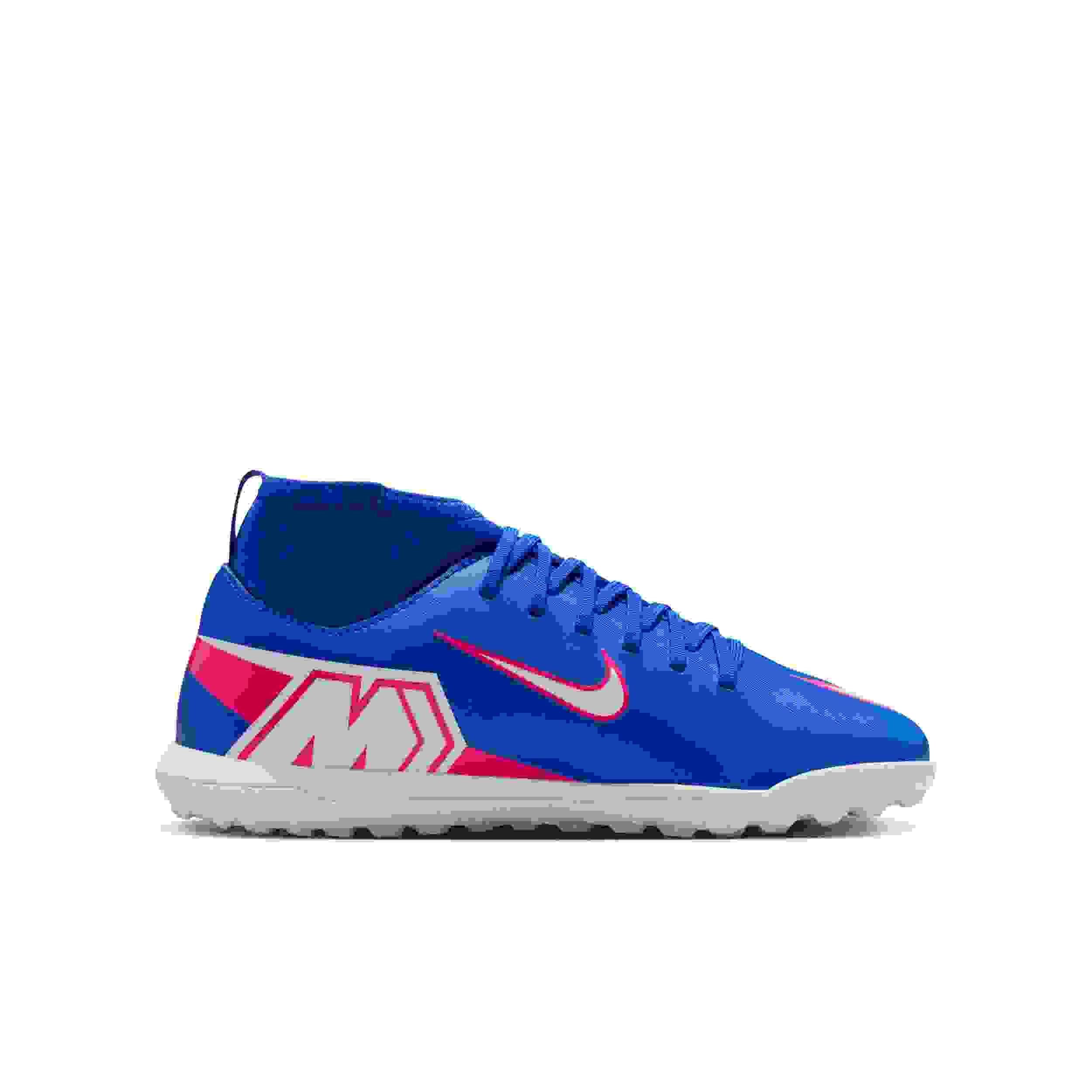 Nike Jr. Mercurial Superfly 10 Club Turf Grade School Kids' "Racer Blue/White" Soccer Shoe